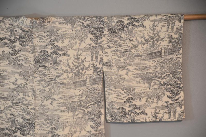 Temples in Forest Vintage Japanese Silk Haori Jacket - Image 7
