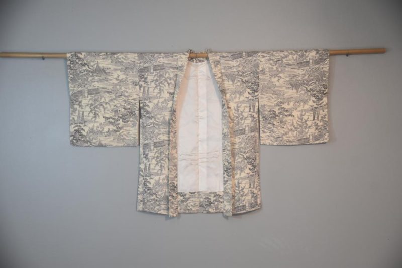 Temples in Forest Vintage Japanese Silk Haori Jacket - Image 5