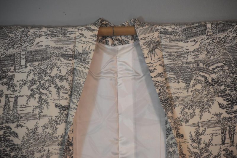Temples in Forest Vintage Japanese Silk Haori Jacket - Image 3