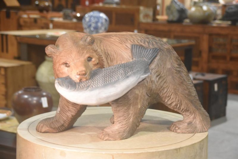 Carved Wooden Hokkaido Bear Width:520mm