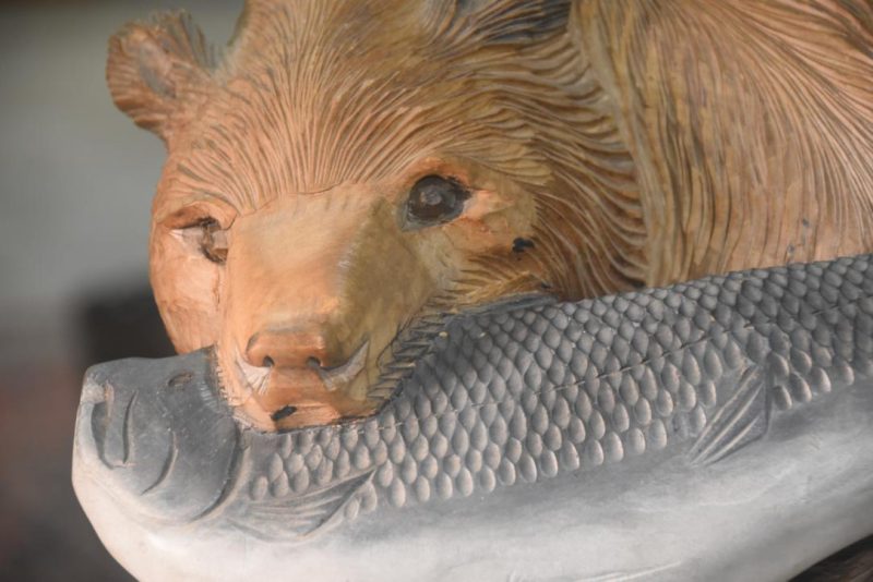 Carved Wooden Hokkaido Bear Width:520mm - Image 2