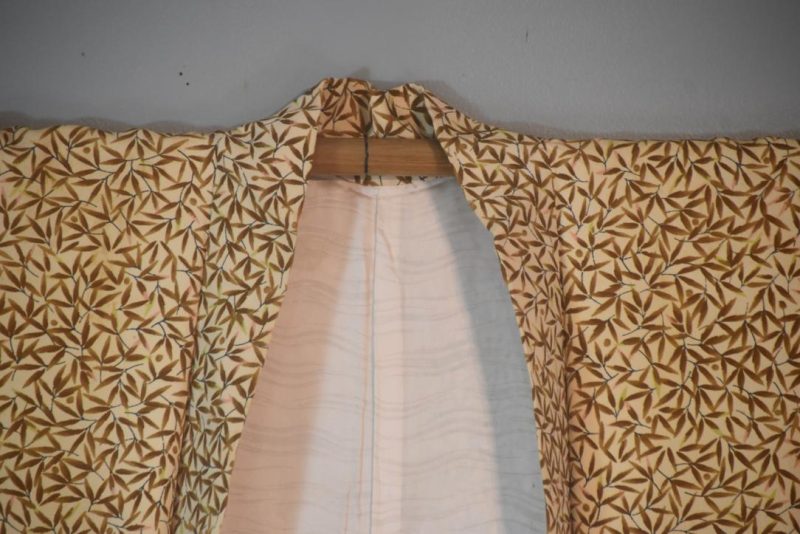 Bamboo Leaves Vintage Japanese Silk Haori Jacket - Image 4