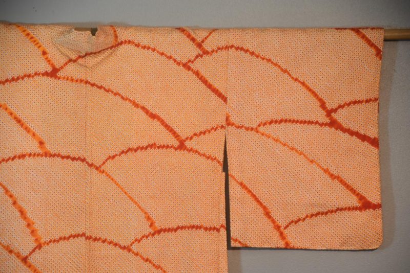 Yellow Silk Shibori Japanese Haori Jacket - Image 5