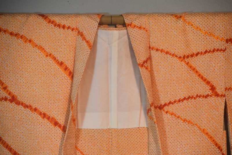 Yellow Silk Shibori Japanese Haori Jacket - Image 3