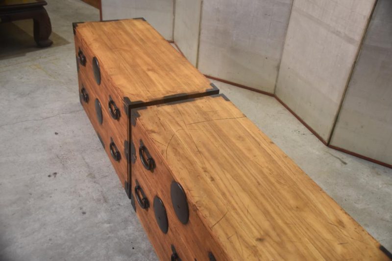 Japanese Antique 2 Section Clothing Chest Width:960mm - Image 5