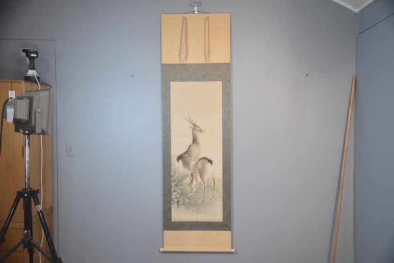 Japanese Deer and Bamboo Grass Painting Scroll Width:625mm - Image 4