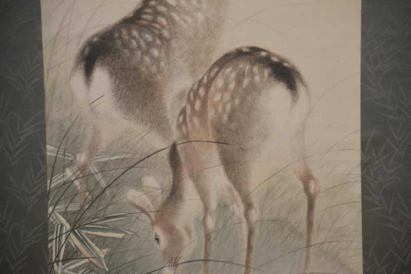 Japanese Deer and Bamboo Grass Painting Scroll Width:625mm - Image 7