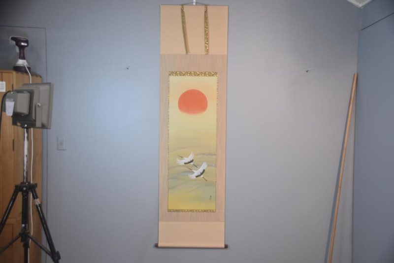 Japanese Flying Cranes and Sun Raise Scroll Height:1970mm - Image 3