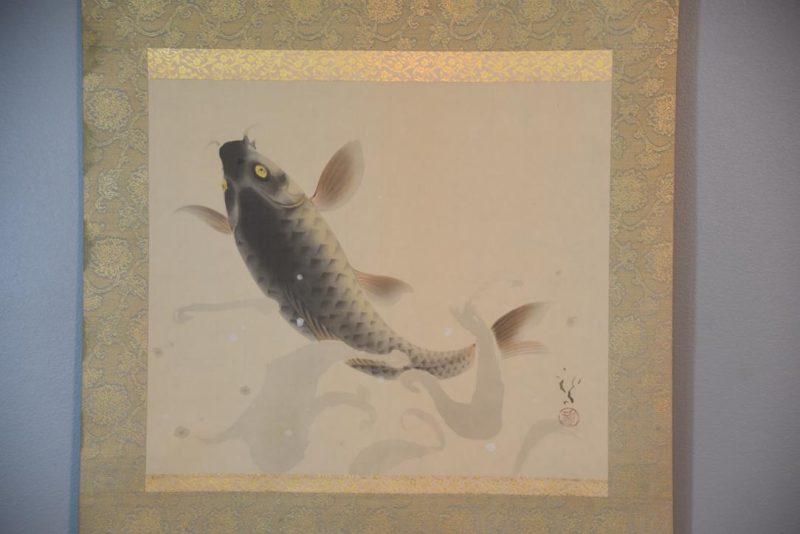 Japanese Leaping Koi Hanging Scroll Height:1440mm