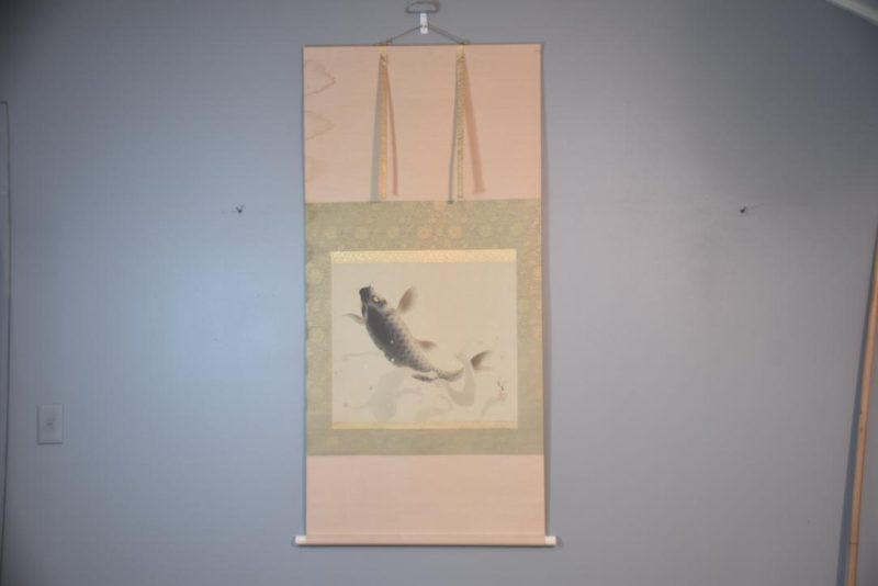 Japanese Leaping Koi Hanging Scroll Height:1440mm - Image 4