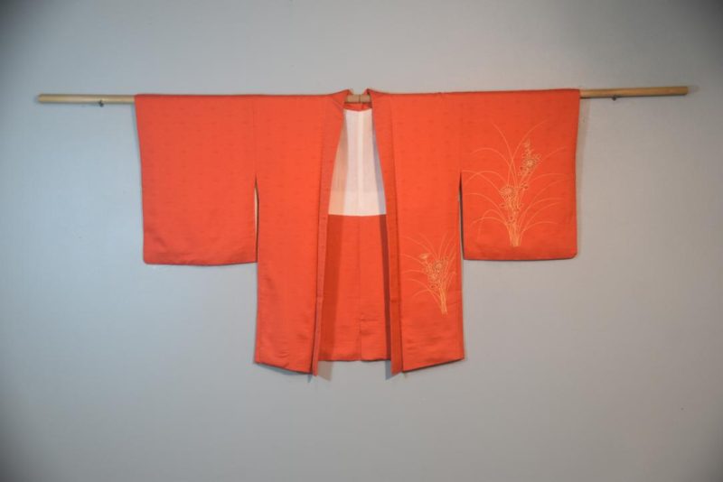 Rich Orange Vintage Japanese Silk Haori Jacket - Image 6