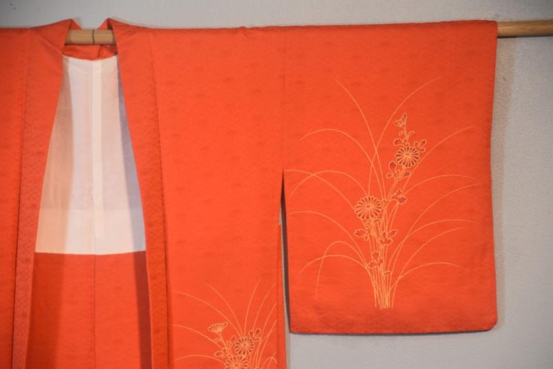 Rich Orange Vintage Japanese Silk Haori Jacket - Image 4