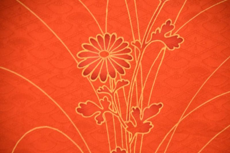 Rich Orange Vintage Japanese Silk Haori Jacket - Image 3