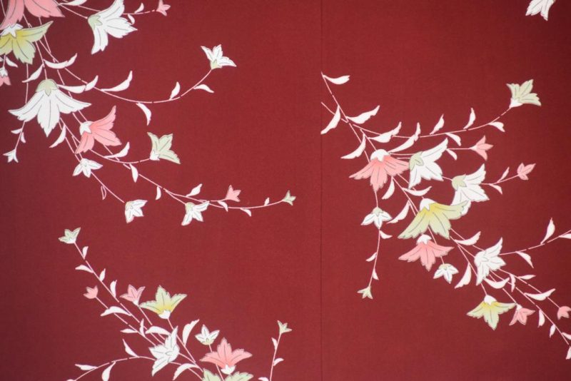Floral Maroon Vintage Japanese Silk Haori Jacket - Image 5