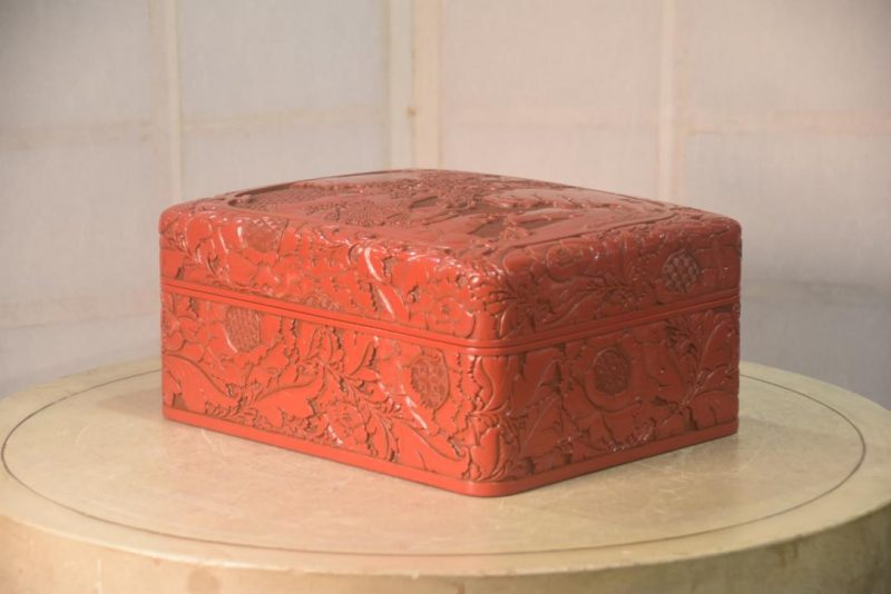 Japanese Lacquered Letter Box with Chinese Designs Width:310mm