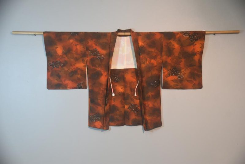 Warm Tones Silk Vintage Japanese Haori Jacket - Image 6