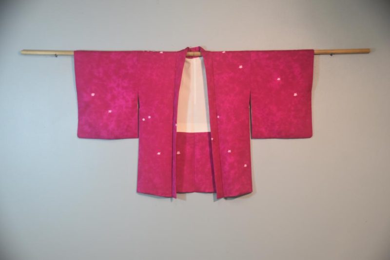 Sizzling Cerise Silk Vintage Japanese Haori Jacket - Image 6