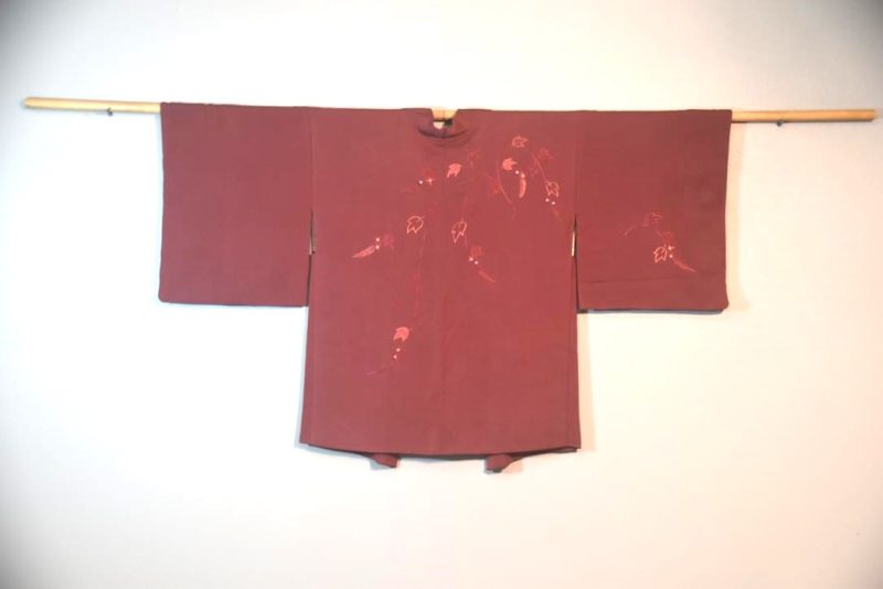 Deep Maroon Vintage Japanese Silk Haori Jacket