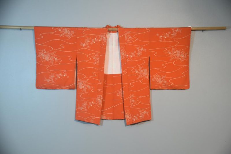 Orange Vintage Japanese Silk Haori Jacket - Image 5
