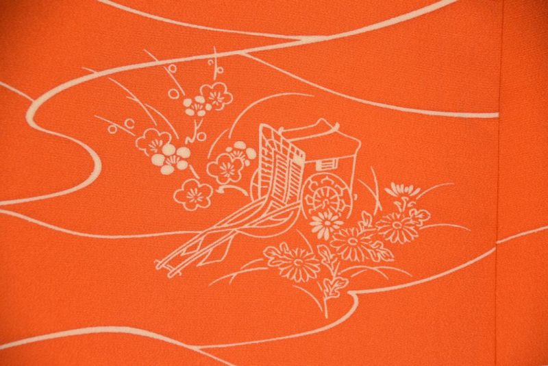 Orange Vintage Japanese Silk Haori Jacket - Image 2