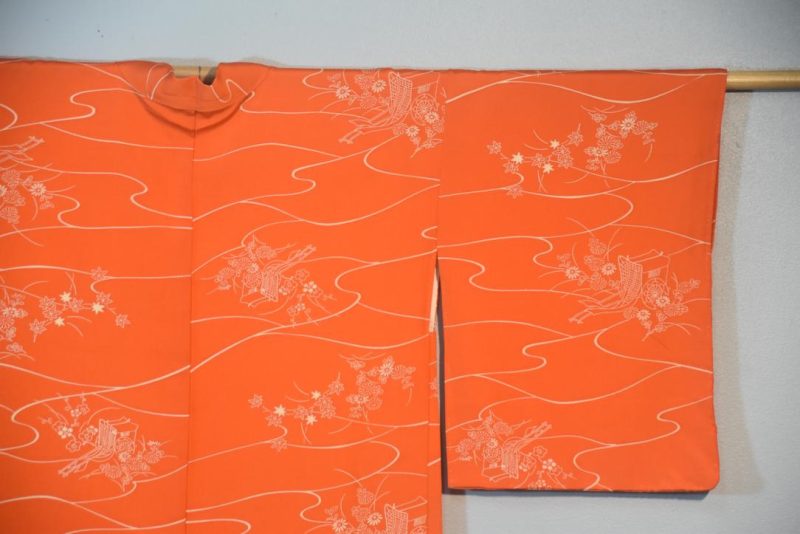 Orange Vintage Japanese Silk Haori Jacket - Image 3