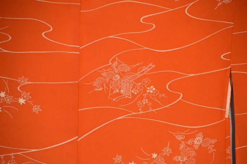 Orange Vintage Japanese Silk Haori Jacket - Image 4