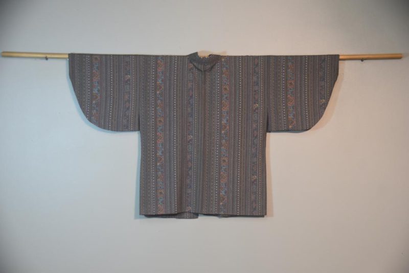 X Over Stripes Vintage Japanese Silk Haori Jacket - Image 6