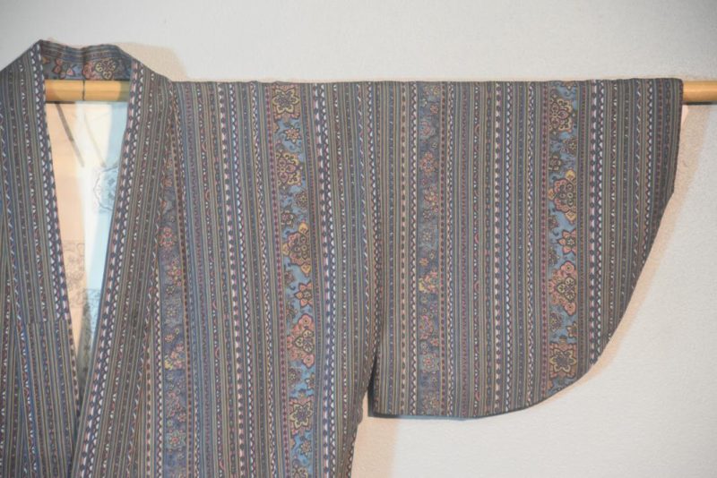 X Over Stripes Vintage Japanese Silk Haori Jacket - Image 7