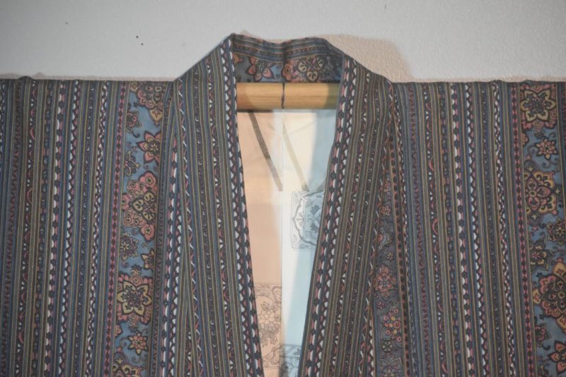 X Over Stripes Vintage Japanese Silk Haori Jacket - Image 4