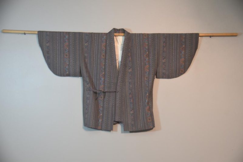X Over Stripes Vintage Japanese Silk Haori Jacket