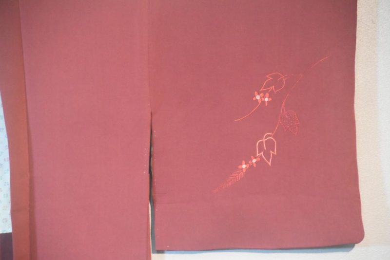 Deep Maroon Vintage Japanese Silk Haori Jacket - Image 3