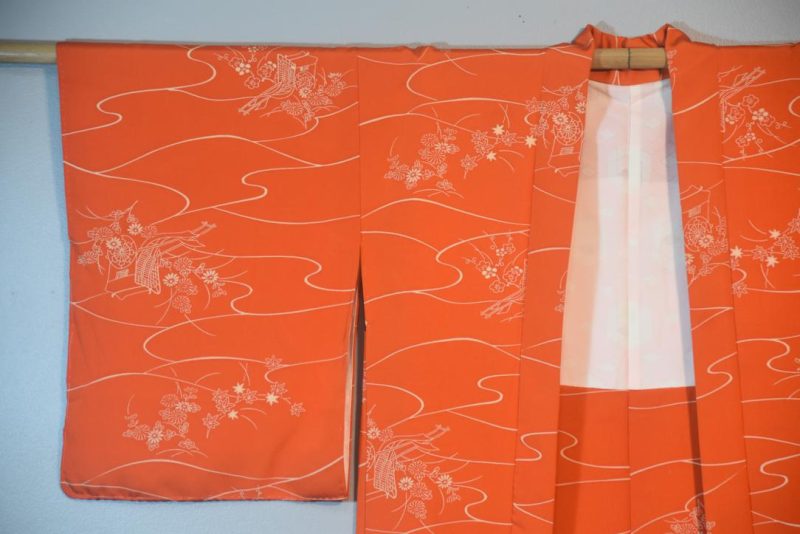 Orange Vintage Japanese Silk Haori Jacket - Image 6