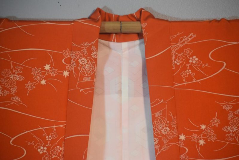 Orange Vintage Japanese Silk Haori Jacket - Image 7