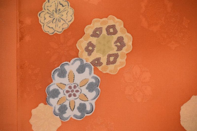 Apricot Motifs Vintage Japanese Silk Haori Jacket - Image 2