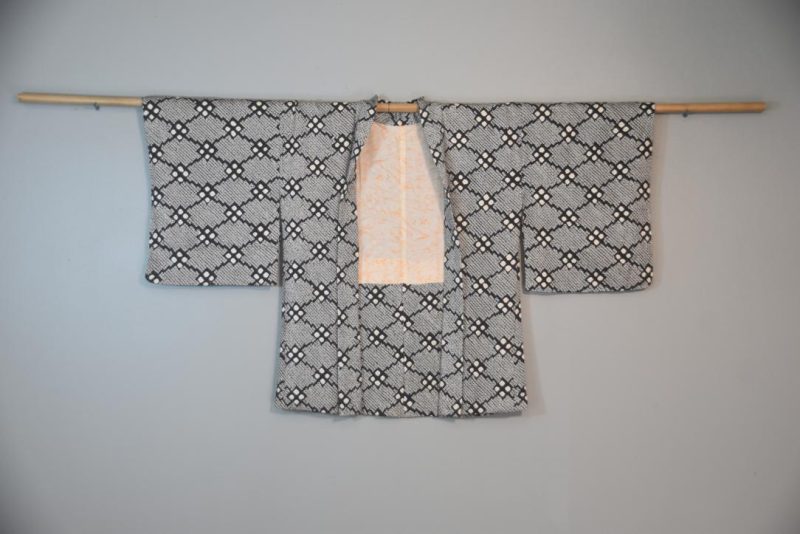 Black and White Vintage Japanese Silk Shibori Haori Jacket