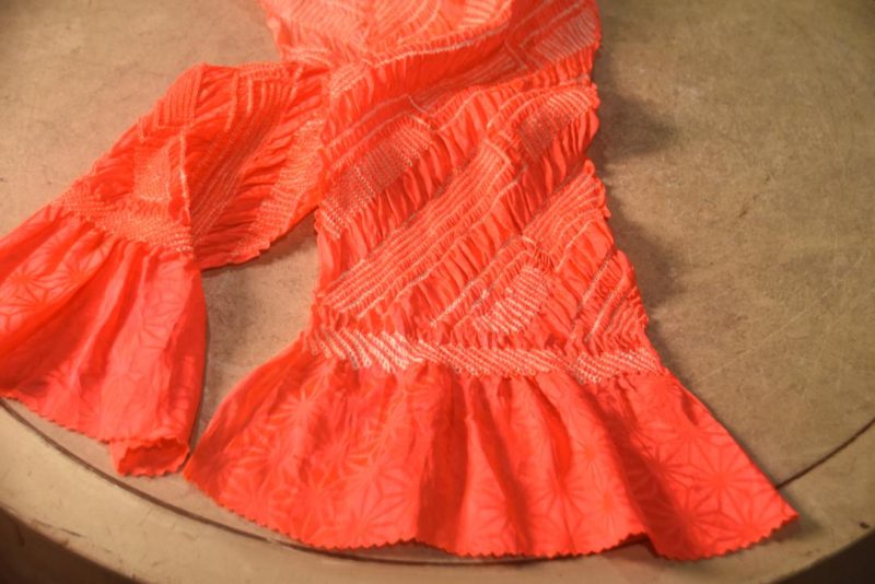 Japanese Pink Fluro Shibori Obi Silk Sash Length:1430mm - Image 6
