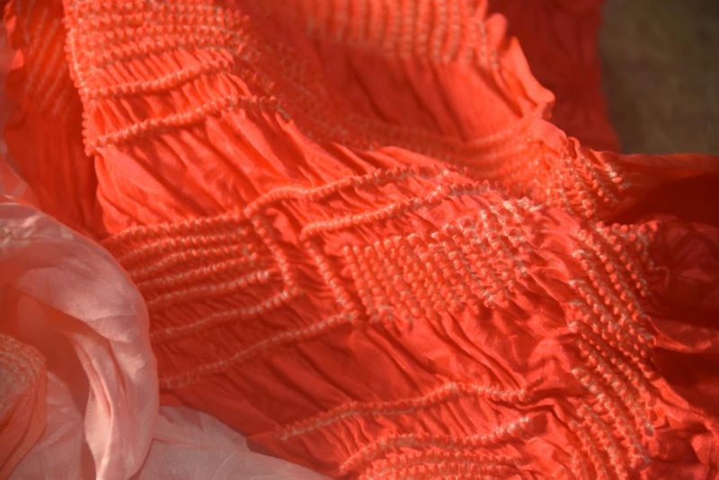 Japanese Pink Fluro Shibori Obi Silk Sash Length:1430mm - Image 5