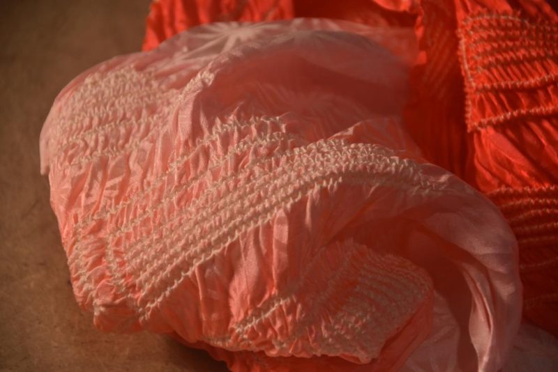 Japanese Pink Fluro Shibori Obi Silk Sash Length:1430mm - Image 4