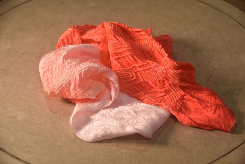 Japanese Pink Fluro Shibori Obi Silk Sash Length:1430mm