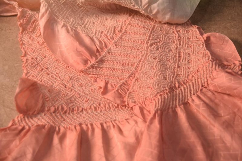 Japanese Mint Pink Shibori Obi Silk Sash Length:1400mm - Image 6