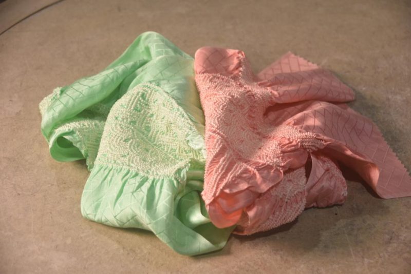 Japanese Mint Pink Shibori Obi Silk Sash Length:1400mm