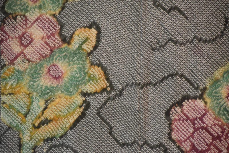 Shibori Botanical Vintage Japanese Silk Haori Jacket - Image 2