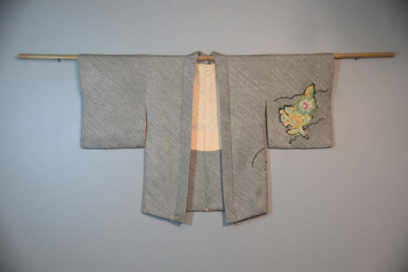 Shibori Botanical Vintage Japanese Silk Haori Jacket - Image 4