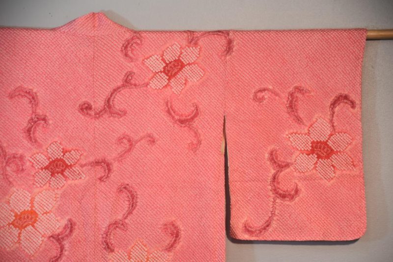 Shibori Hot Pinks Vintage Japanese Silk Haori Jacket - Image 9