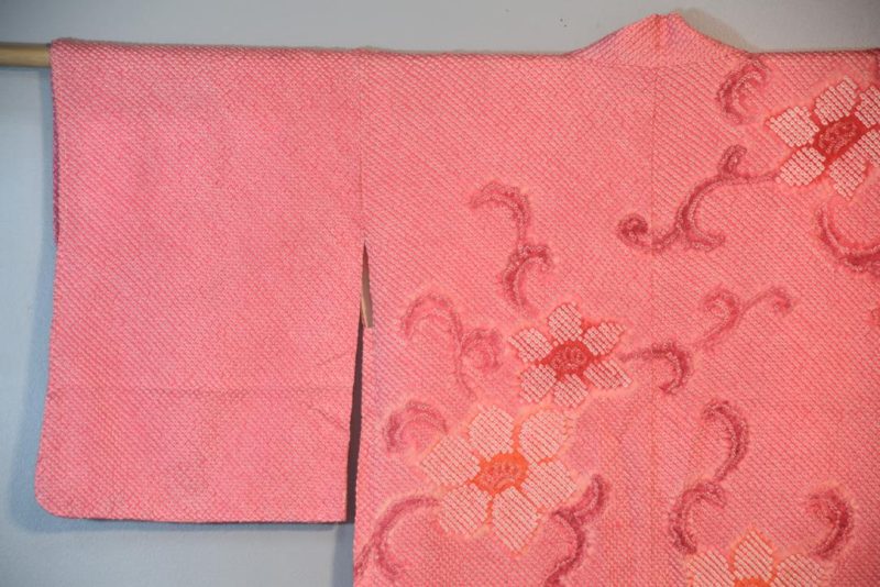 Shibori Hot Pinks Vintage Japanese Silk Haori Jacket - Image 8