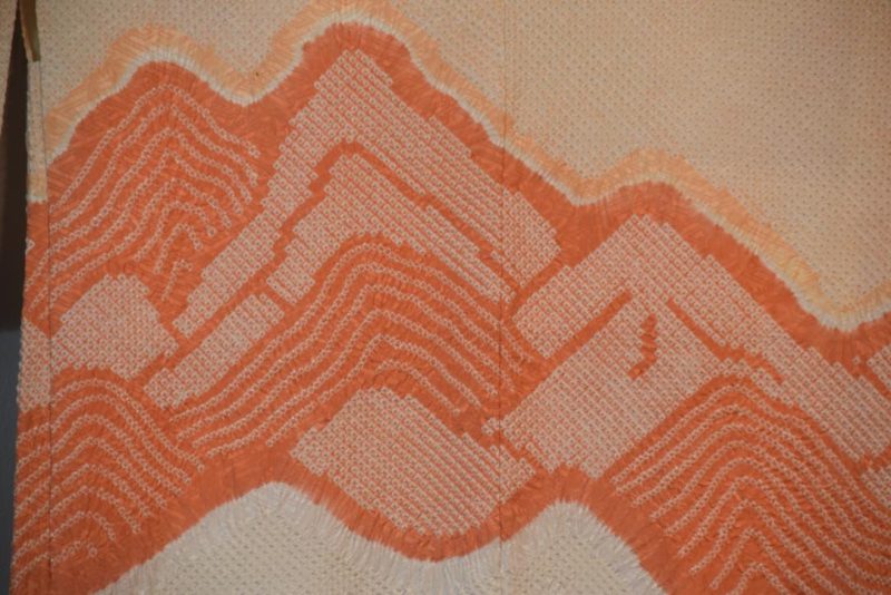 Apricot Mountainscape Vintage Japanese Silk Haori Jacket - Image 2