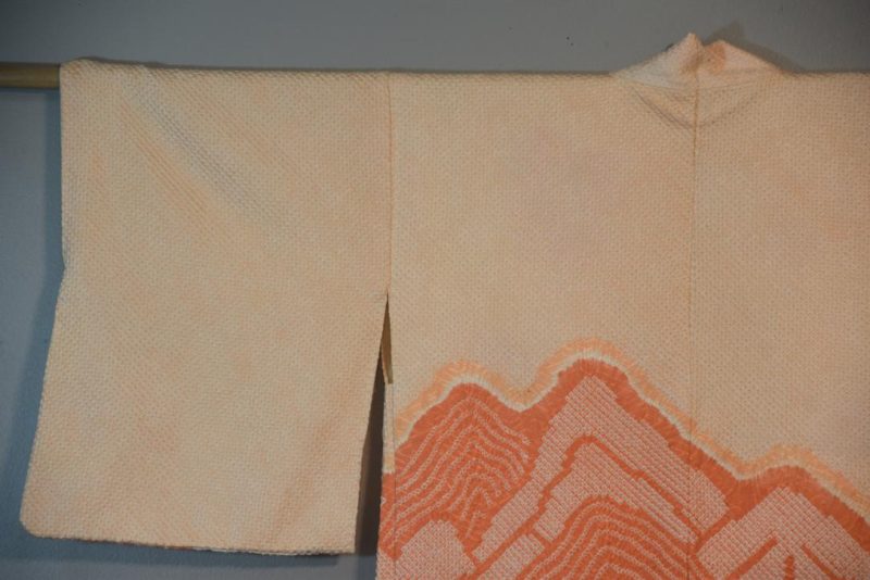 Apricot Mountainscape Vintage Japanese Silk Haori Jacket - Image 9