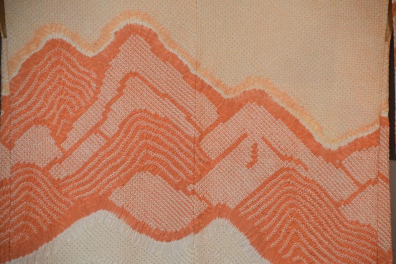 Apricot Mountainscape Vintage Japanese Silk Haori Jacket - Image 8
