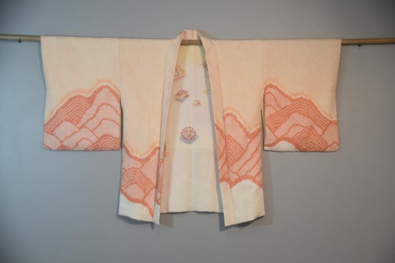 Apricot Mountainscape Vintage Japanese Silk Haori Jacket