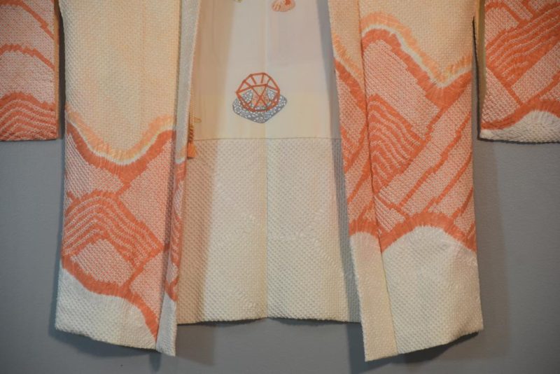 Apricot Mountainscape Vintage Japanese Silk Haori Jacket - Image 6